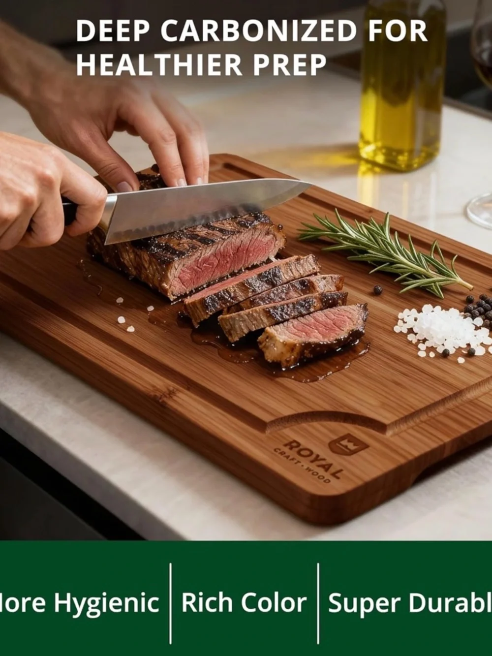 Wood Bamboo Cutting Board Set - Natural Wood